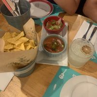 Tortilla chips, guacamole, salsa, margarita   at Calavera - Mexican Food & Tequila Bar in Ericeira
