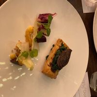 Caramelised onion tart with delicious salad.  at The Fig Tree Restaurant in Hassocks