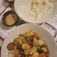 All vegan bowl and complimentary rice at Mongolian BBQ in Dublin