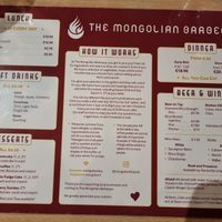 Menu at Mongolian BBQ in Dublin