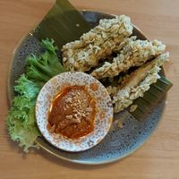 Tempura tofu strips with peanut sauce at Bo's Viet Deli in Munich