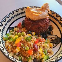 Thai rice ball with Brown rice salad at The New Leaf Cafe in Murwillumbah