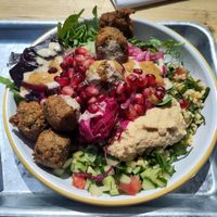 Falafel with different salads and hummus. So healthy and tasty! at Chick Pea  in Oxford