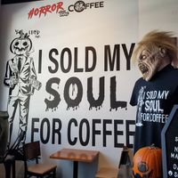 Cute decor at Horror Vibes Coffee in North Hollywood