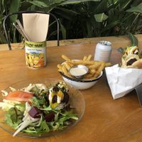 Falafel bowl, falafel pita, chips with vegan sauce   at Queen Ester Falafel Bar in Newport