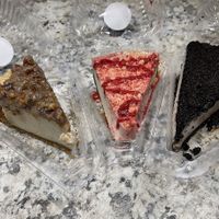 Vegan cheesecakes: caramel pecan, strawberry shortcake, and Oreo   at Yummy SweetCakes in St Louis