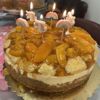 Vegan Peach Cobbler cheesecake (this one was also gluten-free) - DELICIOUS !  at Yummy SweetCakes in St Louis