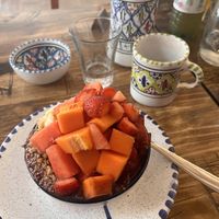Vegan açai bowl with granola and fruit   at Ecologica Bistrot in Palermo