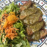 Seitan protein with pesto and fresh saladd  at Ecologica Bistrot in Palermo