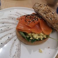 Vegan smoked salmon, scrambled tofu at Lilo Brunch in Madrid