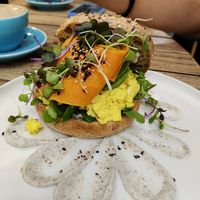 Vegan bagel at Lilo Brunch in Madrid