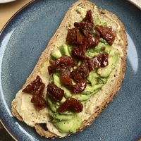 hummus tostada  at Hippie Coffee in Badalona