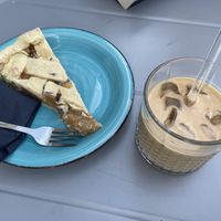 Apfel Rhabarber with iced cappuccino   at Cafe Cello in Dresden