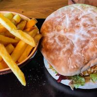 Burger mit Süßkartoffel Patty at Restaurant Leuchtfeuer in Cuxhaven