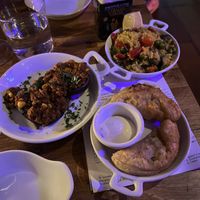 Filled portobello, vegetable paella and empanadas  at The Port House in Dublin