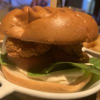 Vegan burger with breaded mushroomms  at The Port House in Dublin