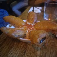 Aubergine Tempura with Hummus at The Port House in Dublin