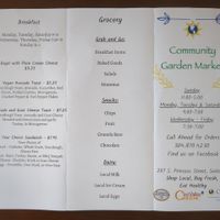 Printed menu, June 2025 at Community Garden Market in Shepherdstown