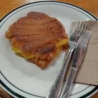 Cheese and tomato vegan croissant at Elevenses in Cessnock
