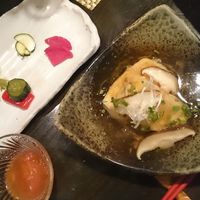 Tofu with mushrooms and appetizers at Iki Laboratory in Sapporo