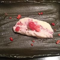 Raspberry dessert at Iki Laboratory in Sapporo