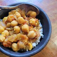 Spicy Punjabi Cholé with Basmati Rice at Samsara - PXM in Brisas De Zicatela