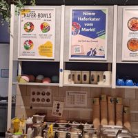 View towards the counter #Veganuary at BER - Cafe Haferkater - T1 in Berlin