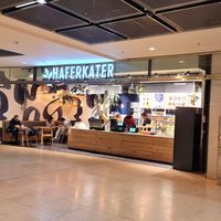 Exterior of cafe #Veganuary at BER - Cafe Haferkater - T1 in Berlin