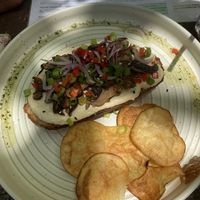 Mushroom and hummus on toastt  at Vedya in Siargao