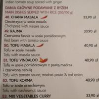 Vegan menu at Buddha Lounge in Gdansk
