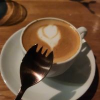 Espresso Macchiato mit Hafermilch und Mini-Göffel at 1821 Tübingen in Tubingen