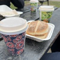 Coffee and vegan sausage sandwich  at Little Ai's Kitchen - Droitwich Spa Lido Café in Droitwich