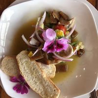 Ceviche cochayuyo champiñón   at La Base Restaurant in Puerto Varas