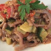 White wine garlic pasta at Tigelleria Organic Restaurant in Campbell