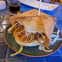 Noodle burger at INDIEAT Restauracja Indyjska Street Food in Torun