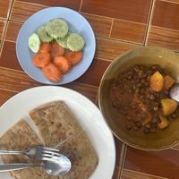 black chickpea potato masala and roti  at Cherry Burmese in Chiang Mai