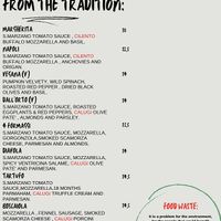 Menu pizza. V means vegan   at LaLotta in Utrecht