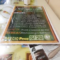 Menu at Loving Hut - Titikaka in Puno