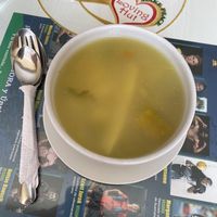 Soup tasted better than it looked - packed with veg and quinoa (or barley, can’t remember)  at Loving Hut - Titikaka in Puno