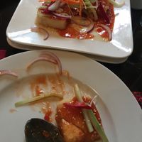 Tempura’d silken tofu- so oily and the sauce is insanely sweet. It made the tempura veryyyy gummy.  at Aroma Chinese Restaurant in Cork