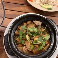 Braised vegan meat & mushrooms  at Muro Organic Vegan Restaurant in Nha Trang