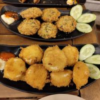 Fried Mushrooms (back) and tofu dippers (front) at Muro Organic Vegan Restaurant in Nha Trang