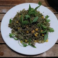 Rice with é leaves. at Muro Organic Vegan Restaurant in Nha Trang