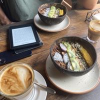 Peanut and cacao smoothie bowls   at Cafe Osa Goa in Morjim