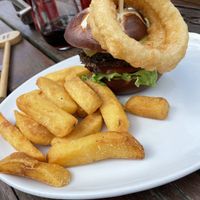 Vegan burger with vegan cheese   at Kingarth Hotel in Isle Of Bute