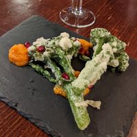 Tenderstem Brocolli tempura at The Cellar Door in Edinburgh