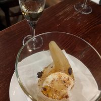 Poached pear at The Cellar Door in Edinburgh