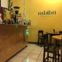 Chilled inside seating at Habibti Falafel in Guanajuato