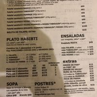 Middle easter style menu at Habibti Falafel in Guanajuato