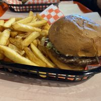 Vegan burger and fries  at MELTwich in Milton